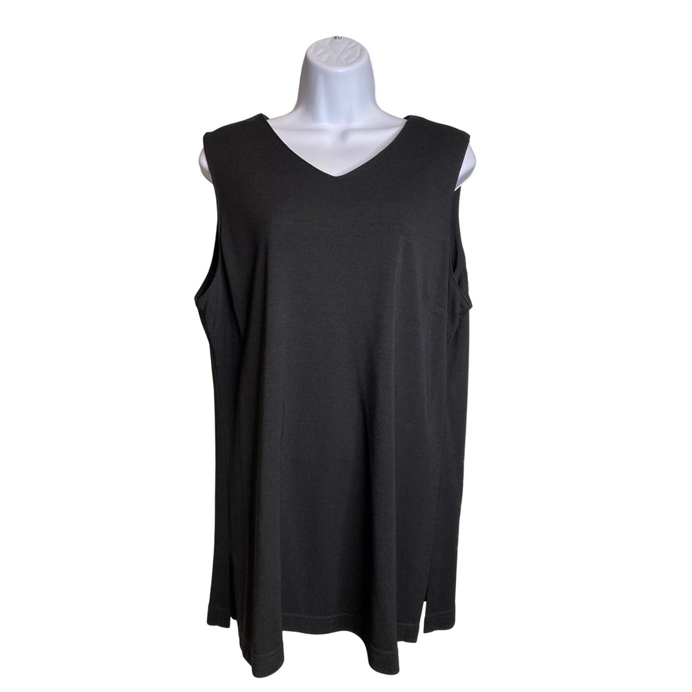 Vintage Talbots Black Sleeveless Shift Dress Sz XL LBD Minimalist Chic Parisian